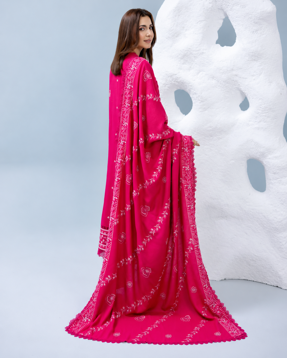 Zarnish by Johra Luxury Embroidered Winter Suit with Embroidered Wool Shawl
