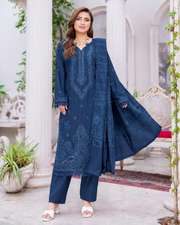 Riaz Arts Musfirah Luxury Winter Embroidered Wool Touch Peach Suit