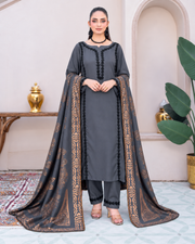 Riaz Arts Deedar Wool Touch Peach Suit with Banarsi Jacquard Wool Shawl