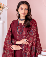 Riaz Arts Kamyar Luxury Winter Embroidered Wool Touch Peach Suit