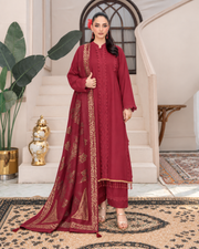Riaz Arts Deedar Wool Touch Peach Suit with Banarsi Jacquard Wool Shawl