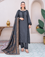Riaz Arts Deedar Wool Touch Peach Suit with Banarsi Jacquard Wool Shawl