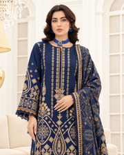 Mahveen by Johra Luxury Winter Embroidered Peach Leather Suit with Wool Shawl