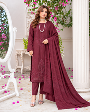 Riaz Arts Musfirah Luxury Winter Embroidered Wool Touch Peach Suit