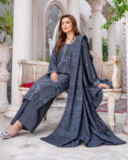 Riaz Arts Musfirah Luxury Winter Embroidered Wool Touch Peach Suit