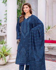Riaz Arts Musfirah Luxury Winter Embroidered Wool Touch Peach Suit