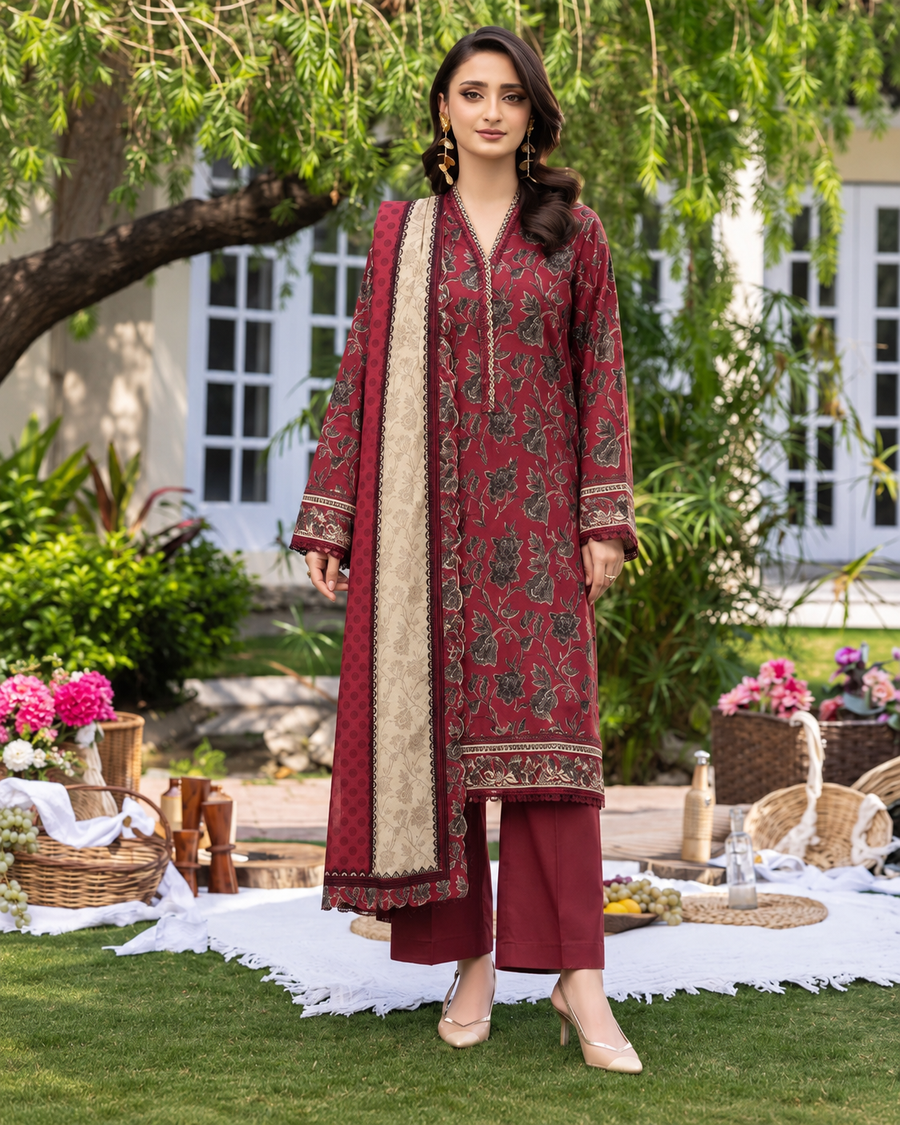 Rang By Motifz Digital Premium Printed Linen Suit with Linen Dupatta