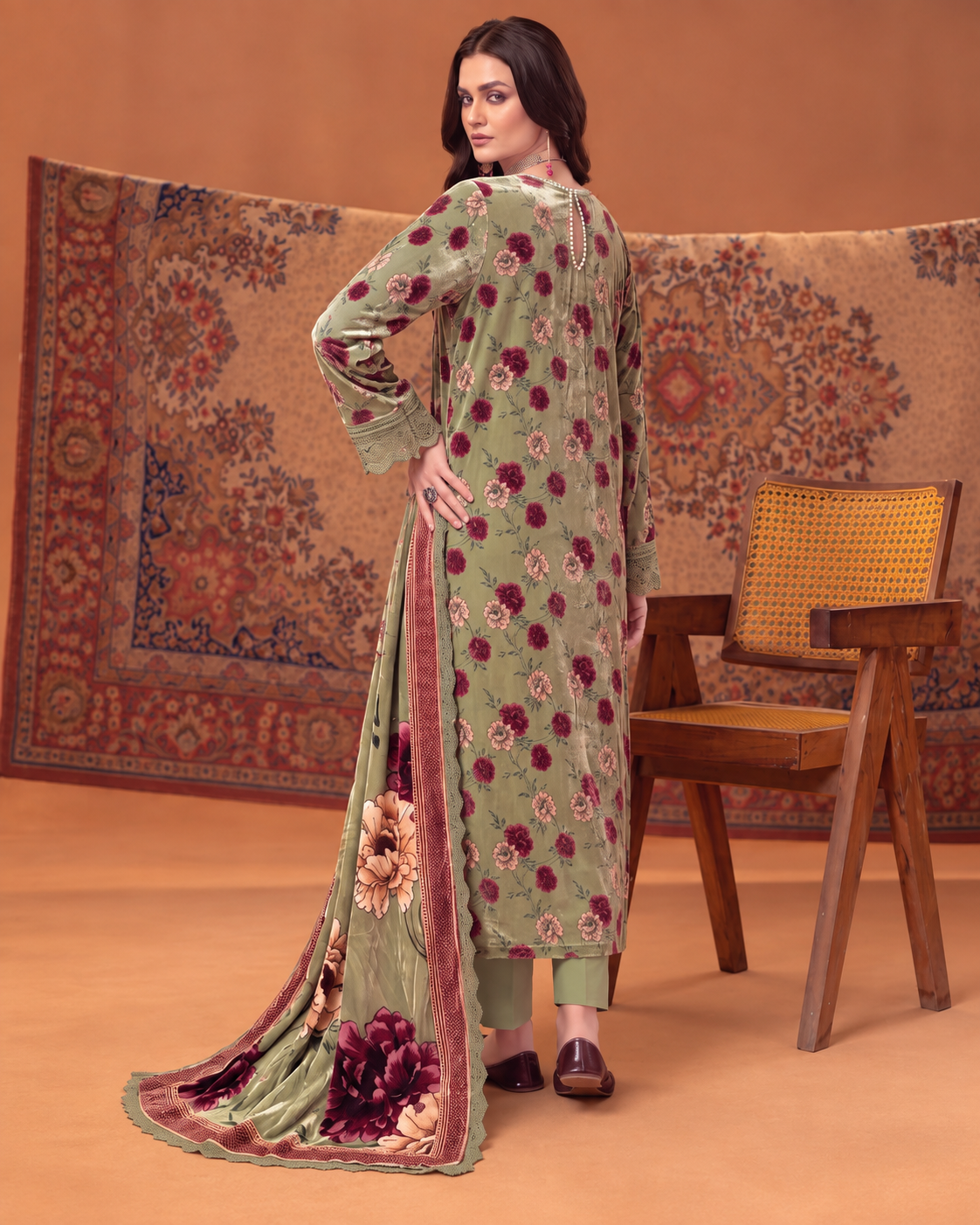 Riaz Arts Mahees Luxury Winter Digital Printed Velvet Suit