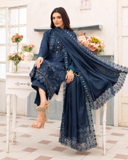 Shaista Festive Sami Peach Embroidered 3 Piece Suit with Full Embroidered Dupatta