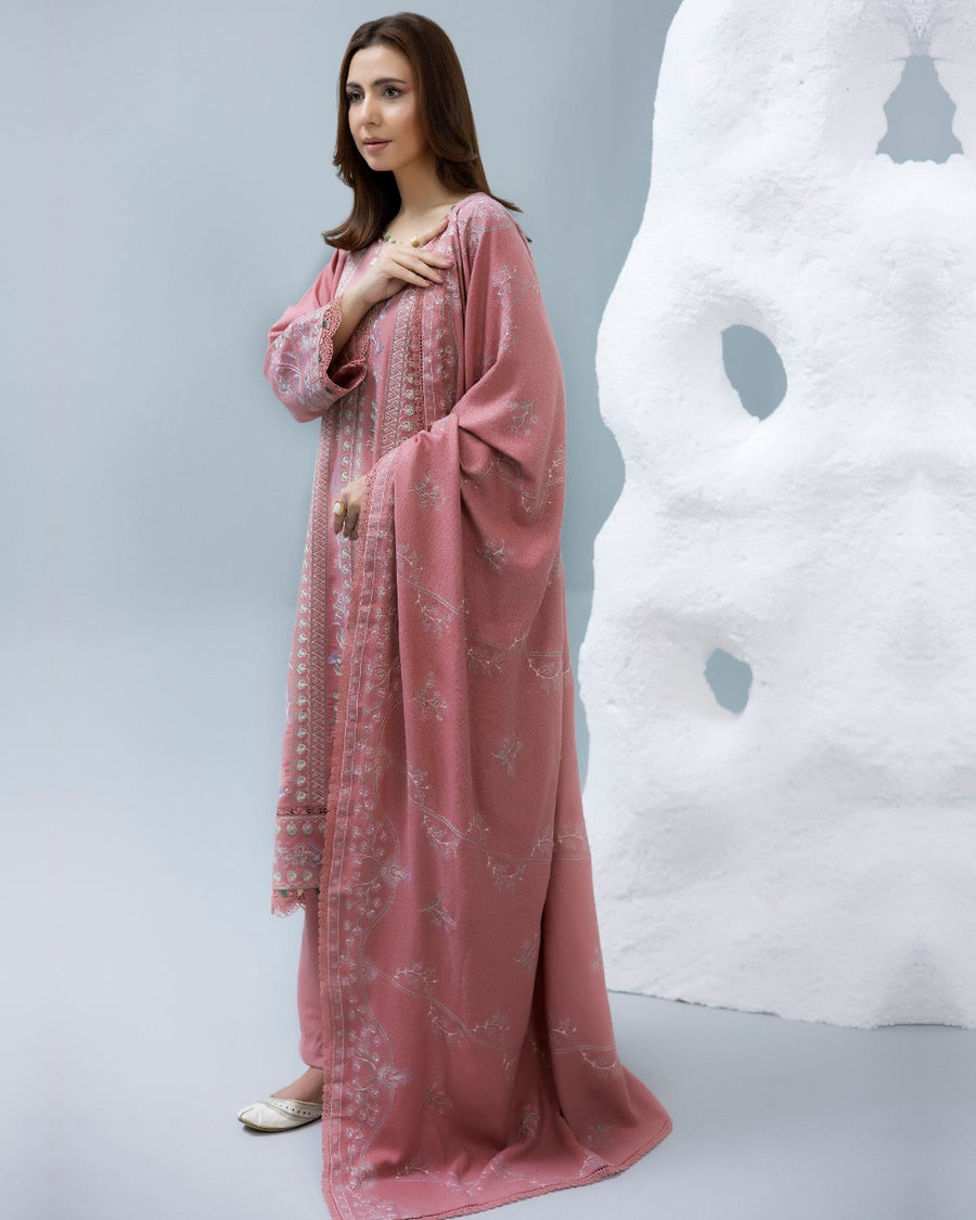 Zarnish by Johra Luxury Embroidered Winter Suit with Embroidered Wool Shawl