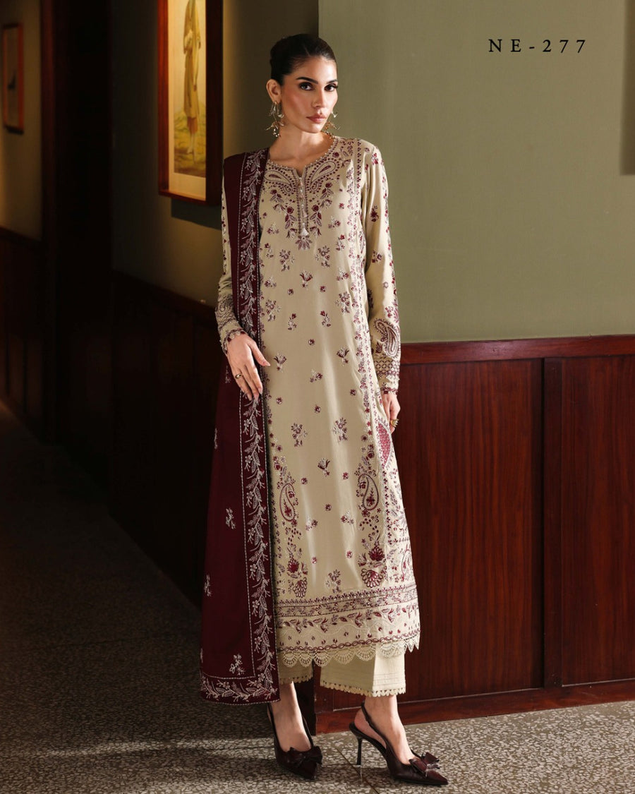 Riaz Arts Exclusive by Nurèh Embroidered Marina Suit with Embroidered Wool Shawl