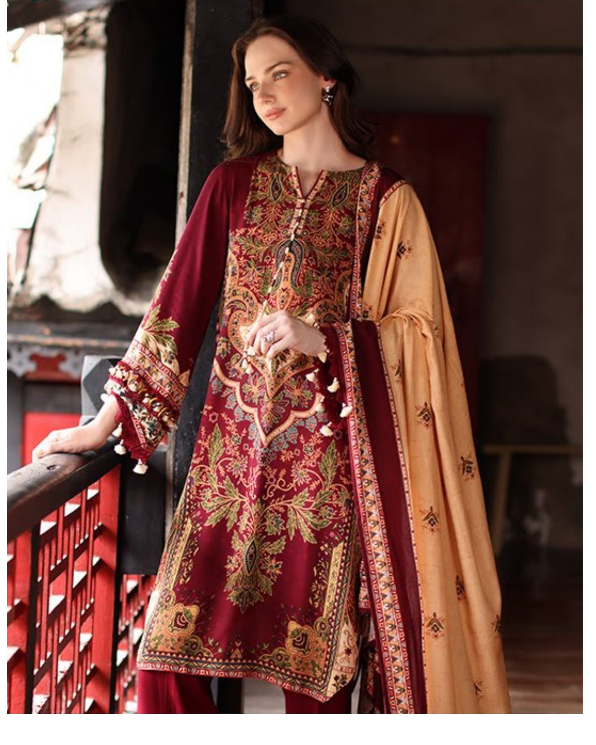 Gul Ahmed Premium Printed Linen 3 Piece Suit with Printed Dupatta