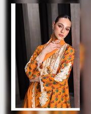 Gul Ahmed Embroidered Printed Karandi 3 Piece Suit with Embroidered Dupatta