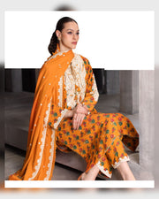 Gul Ahmed Embroidered Printed Karandi 3 Piece Suit with Embroidered Dupatta