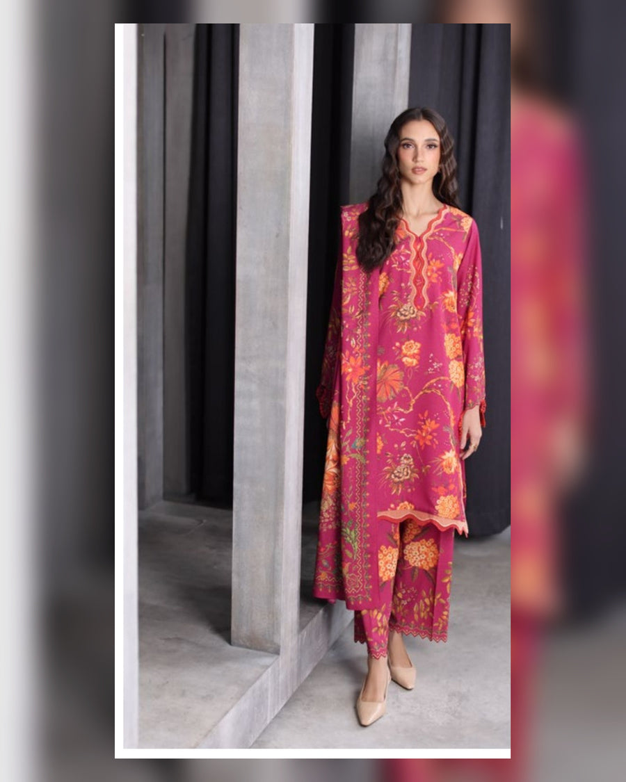 Gul Ahmed Printed Karandi 3 Piece Unstitched Suit