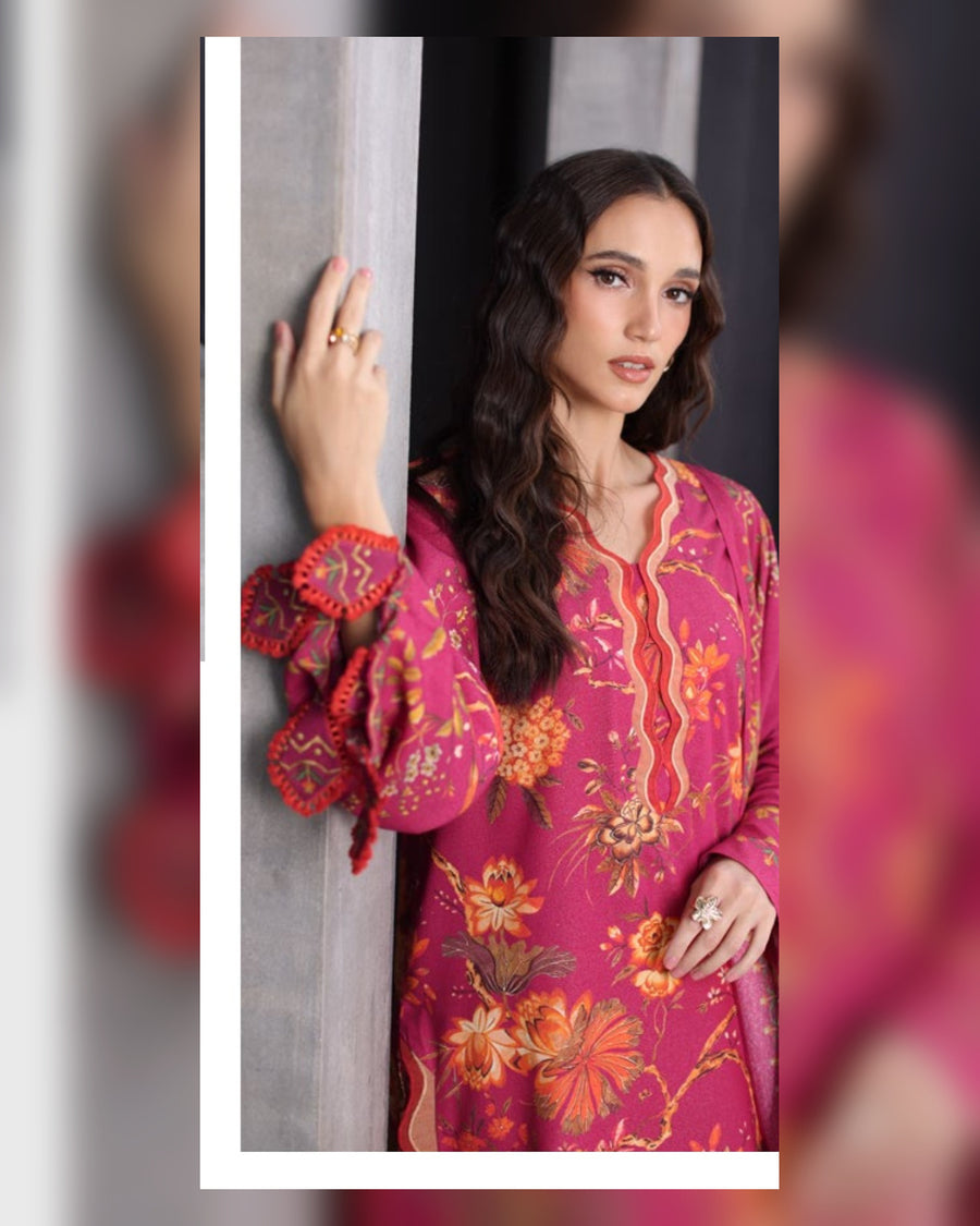 Gul Ahmed Printed Karandi 3 Piece Unstitched Suit