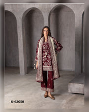 Gul Ahmed Printed Khaddar 3 Piece Suit with Embroidered Trouser