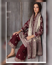 Gul Ahmed Printed Khaddar 3 Piece Suit with Embroidered Trouser