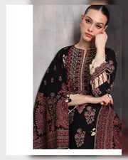 Gul Ahmed Printed Khaddar 3 Piece Suit with Embroidered Organza Neckline