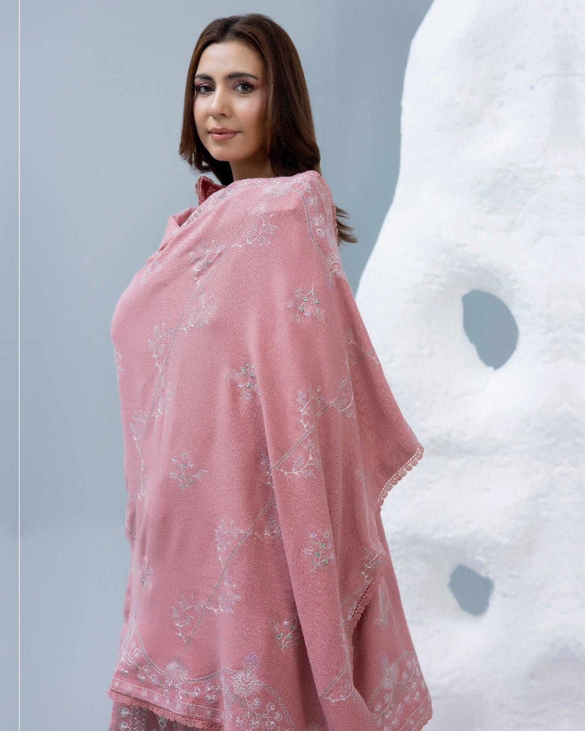 Zarnish by Johra Luxury Embroidered Winter Suit with Embroidered Wool Shawl