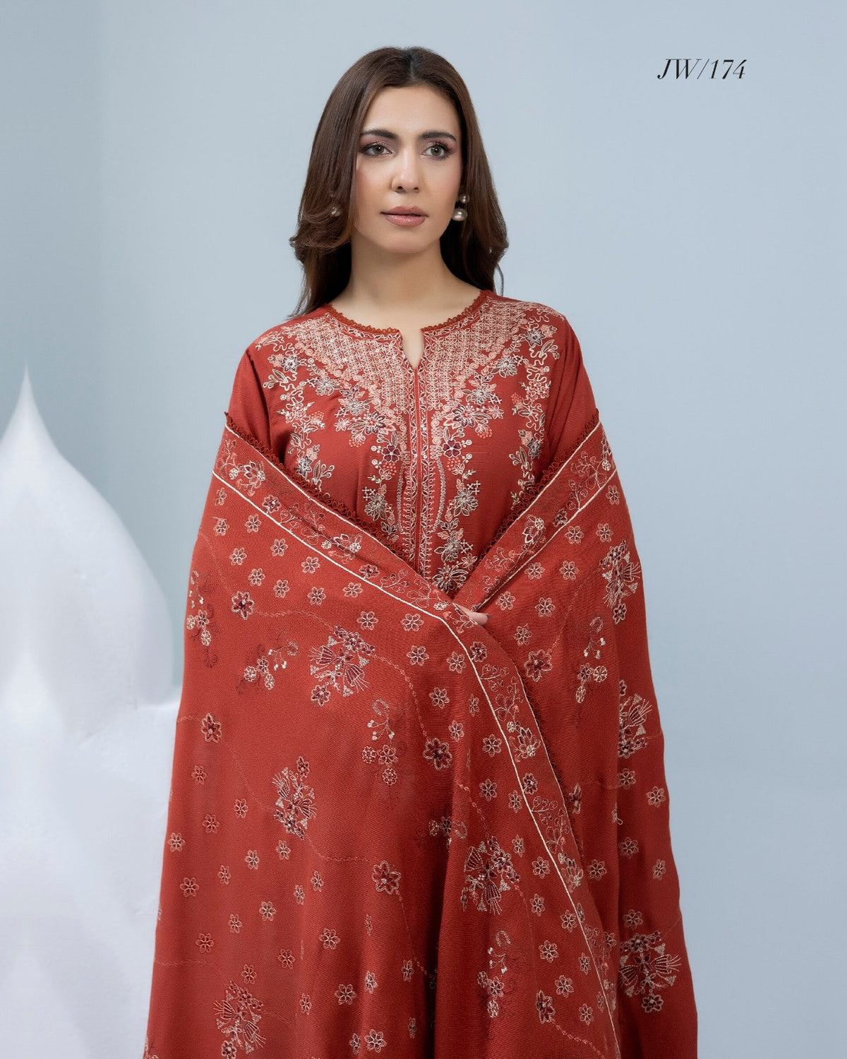 Zarnish by Johra Luxury Embroidered Winter Suit with Embroidered Wool Shawl