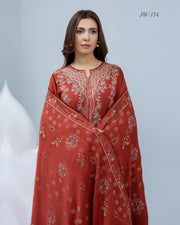 Zarnish by Johra Luxury Embroidered Winter Suit with Embroidered Wool Shawl