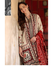 Gul Ahmed Printed Linen 3 Piece Unstitched Suit with Matching Dupatta
