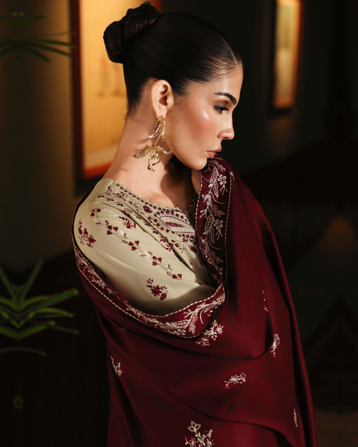 Riaz Arts Exclusive by Nurèh Embroidered Marina Suit with Embroidered Wool Shawl