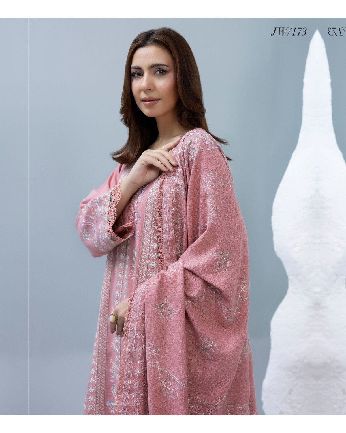 Zarnish by Johra Luxury Embroidered Winter Suit with Embroidered Wool Shawl