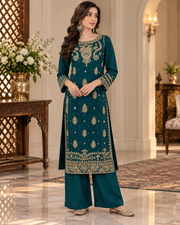Emerald Teal Handmade Embellished 3-Piece Formal Suit – Ready to Wear