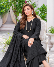 Riaz Arts Musfirah Luxury Winter Embroidered Wool Touch Peach Suit