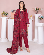 Riaz Arts Kamyar Luxury Winter Embroidered Wool Touch Peach Suit