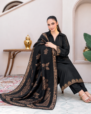 Riaz Arts Deedar Wool Touch Peach Suit with Banarsi Jacquard Wool Shawl
