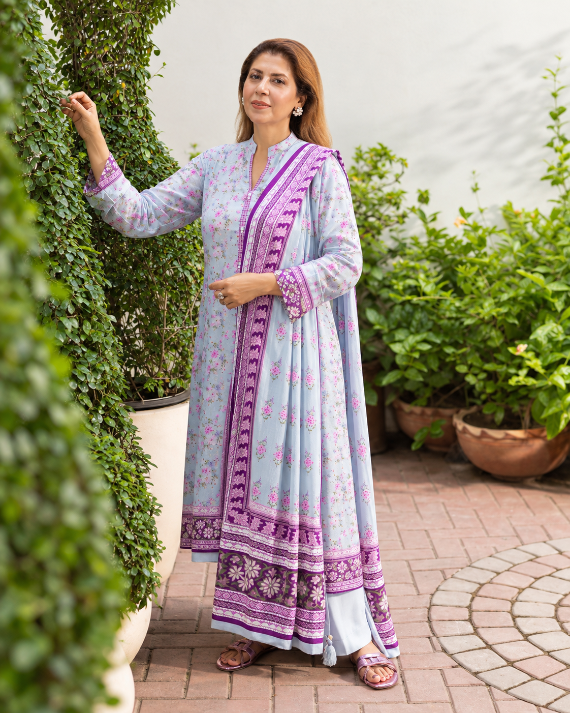 Gul Ahmed Printed Linen 3 Piece Unstitched Suit with Printed Dupatta