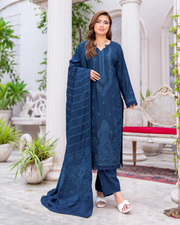 Riaz Arts Musfirah Luxury Winter Embroidered Wool Touch Peach Suit