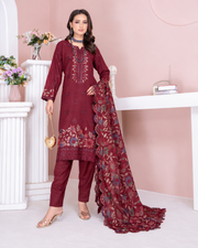Riaz Arts Kamyar Luxury Winter Embroidered Wool Touch Peach Suit