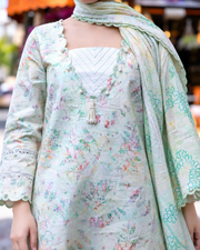 Alzohaib DHAGAKARI Digital Printed Embroidered 3 Piece Lawn Suit