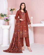 Riaz Arts Kamyar Luxury Winter Embroidered Wool Touch Peach Suit