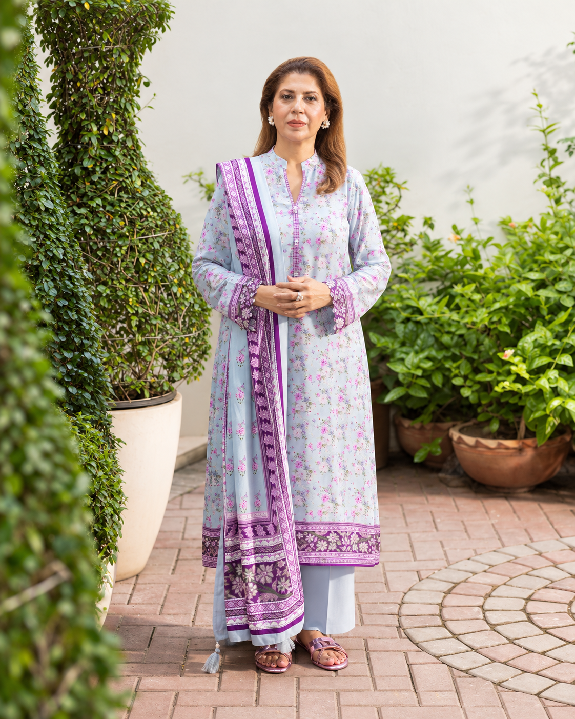 Gul Ahmed Printed Linen 3 Piece Unstitched Suit with Printed Dupatta