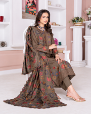 Riaz Arts Kamyar Luxury Winter Embroidered Wool Touch Peach Suit