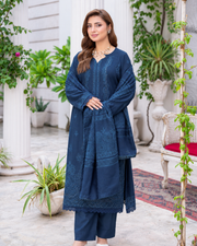 Riaz Arts Musfirah Luxury Winter Embroidered Wool Touch Peach Suit