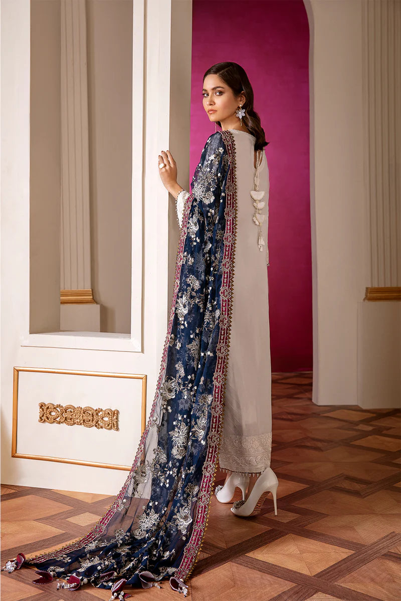 9-Piece Embroidered Chiffon Unstitched Suit | Embroidered Body Front, Double Front & Back Patches | Chiffon Dupatta with Border & Dyed Silk Trouser | Women's Premium Festive Wear