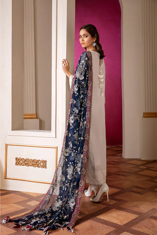 9-Piece Embroidered Chiffon Unstitched Suit | Embroidered Body Front, Double Front & Back Patches | Chiffon Dupatta with Border & Dyed Silk Trouser | Women's Premium Festive Wear