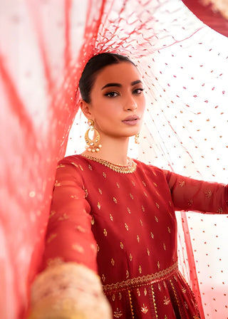 Embroidered Chiffon 3-Piece Suit with Organza Border & Chiffon Dupatta
