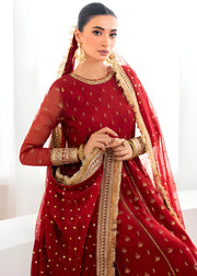 Embroidered Chiffon 3-Piece Suit with Organza Border & Chiffon Dupatta