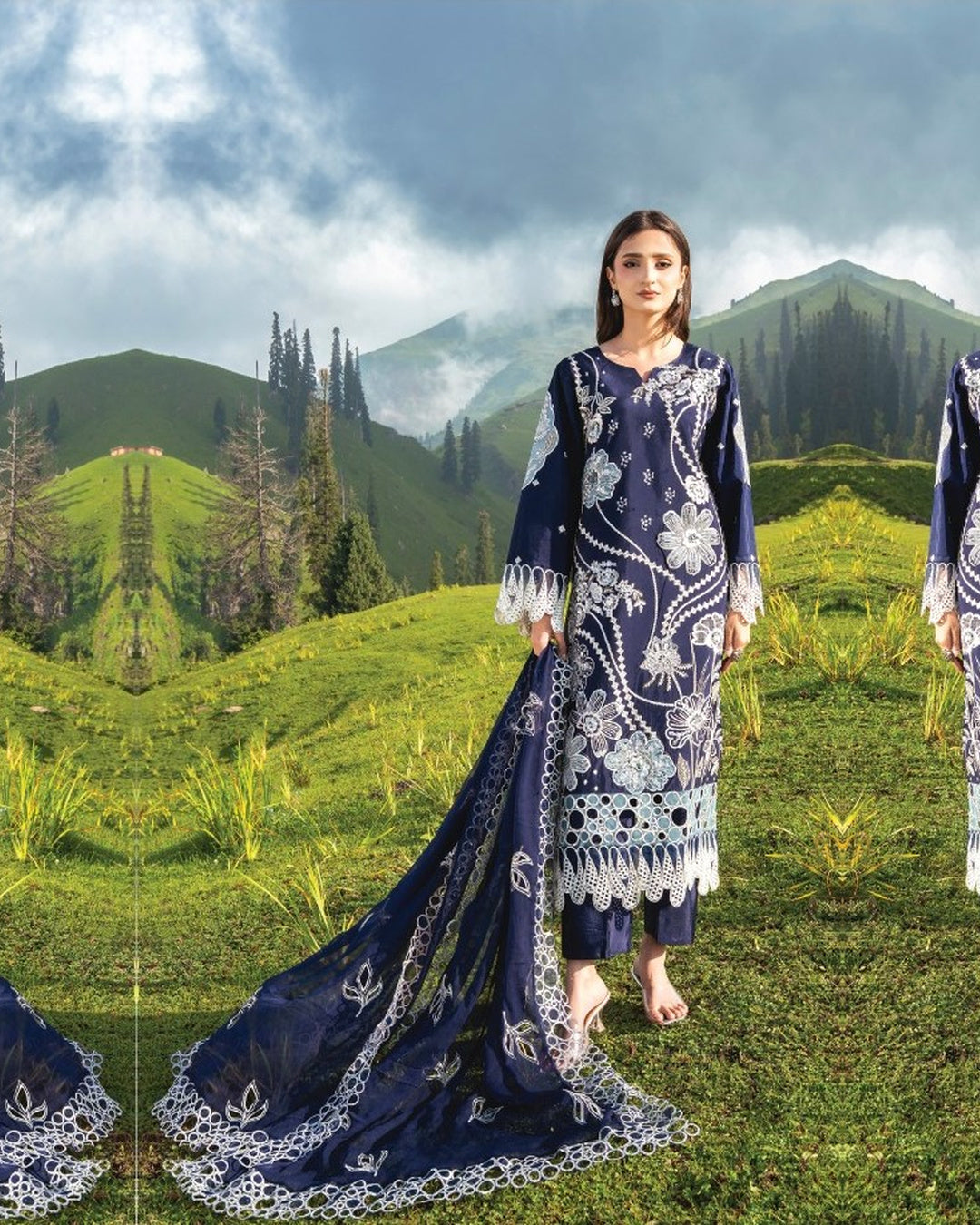 Dastaan DZ-01 Luxury Embroidered 3 Piece Unstitched Formal Suit