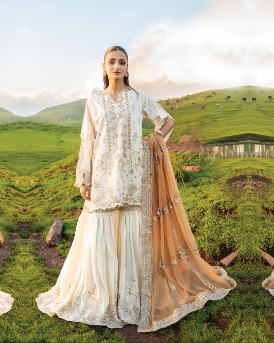 Dastaan DZ-03 Luxury Embroidered 3 Piece Unstitched Formal Suit