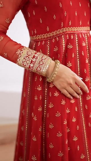 Embroidered Chiffon 3-Piece Suit with Organza Border & Chiffon Dupatta